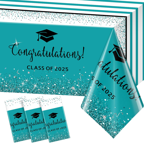 3 Pack Class of 2025 Graduation Tablecloths,Foil Dot Plastic Disposable Rectangl - Picture 12 of 12