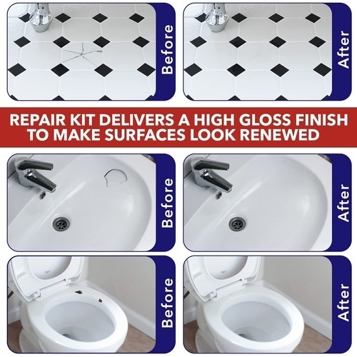 Bath White Enamel Repair Fix Scratch Crack Chip Ceramic Sink Tub Shower Tray Kit - Picture 3 of 8