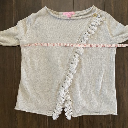 Lilly Pulitzer Girls Mini Avenue Cardigan Gray Silver Detail Size Medium 6-7 - Picture 6 of 7