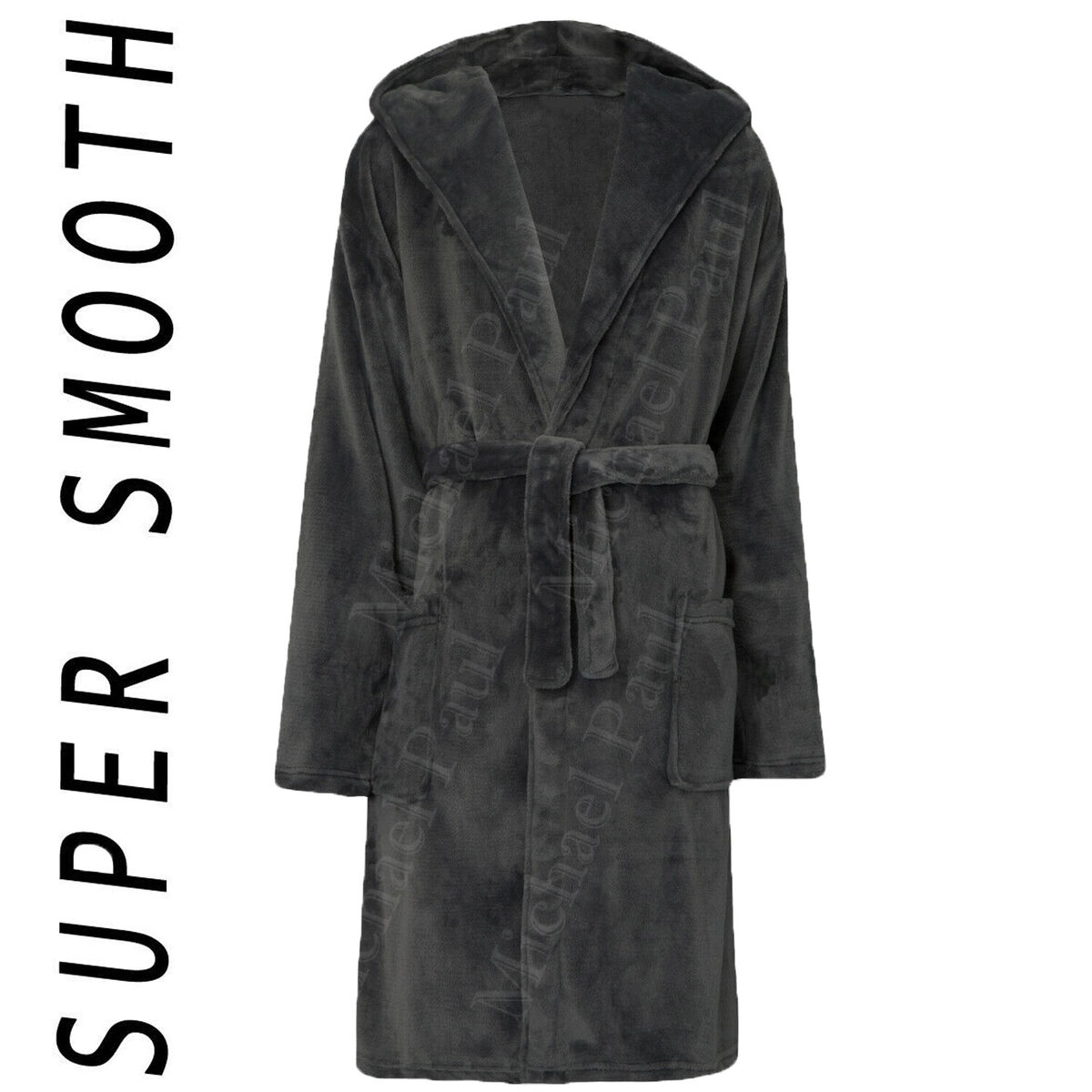 Personalised Mens Luxury Super Soft Fleece Dressing Gown Bath Robe Hooded  Warm | eBay