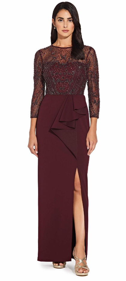 adrianna papell burgundy sequin dress Adrianna Eve Embellished Midi Dress