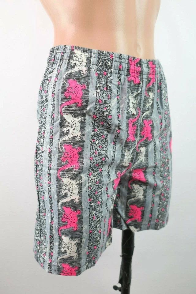 Bañador Gecko de Colección Años 80 Pantalones Cortos de Algodón Estampado NEÓN NUEVO M 5-6 RARO NUEVO SIN ETIQUETAS Foto 4 de 4