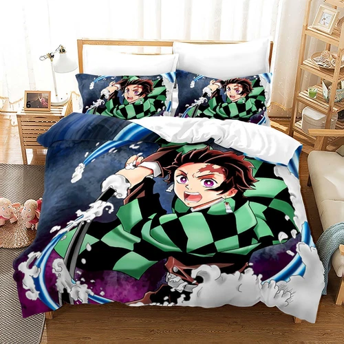 3-teiliges Demon Slayer Bettwäsche-Set Steppdecke Bettbezug Single Double King Size UK - Bild 26 von 49