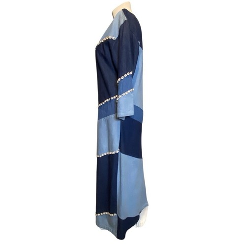 Molato Vintage Denim Shell Embellished Maxi Dress Women’s Size Large - Picture 4 of 13
