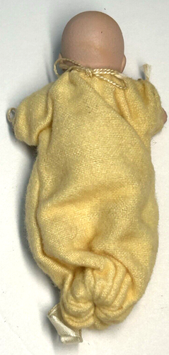 Vintage 1930s Bisque Baby Doll Jointed Arms & Legs 3" Flannel Nightgown - Picture 14 of 18