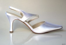 David's Bridal Michaelangelo white pointy toe slingback shoes wedding 'Tina' NIB