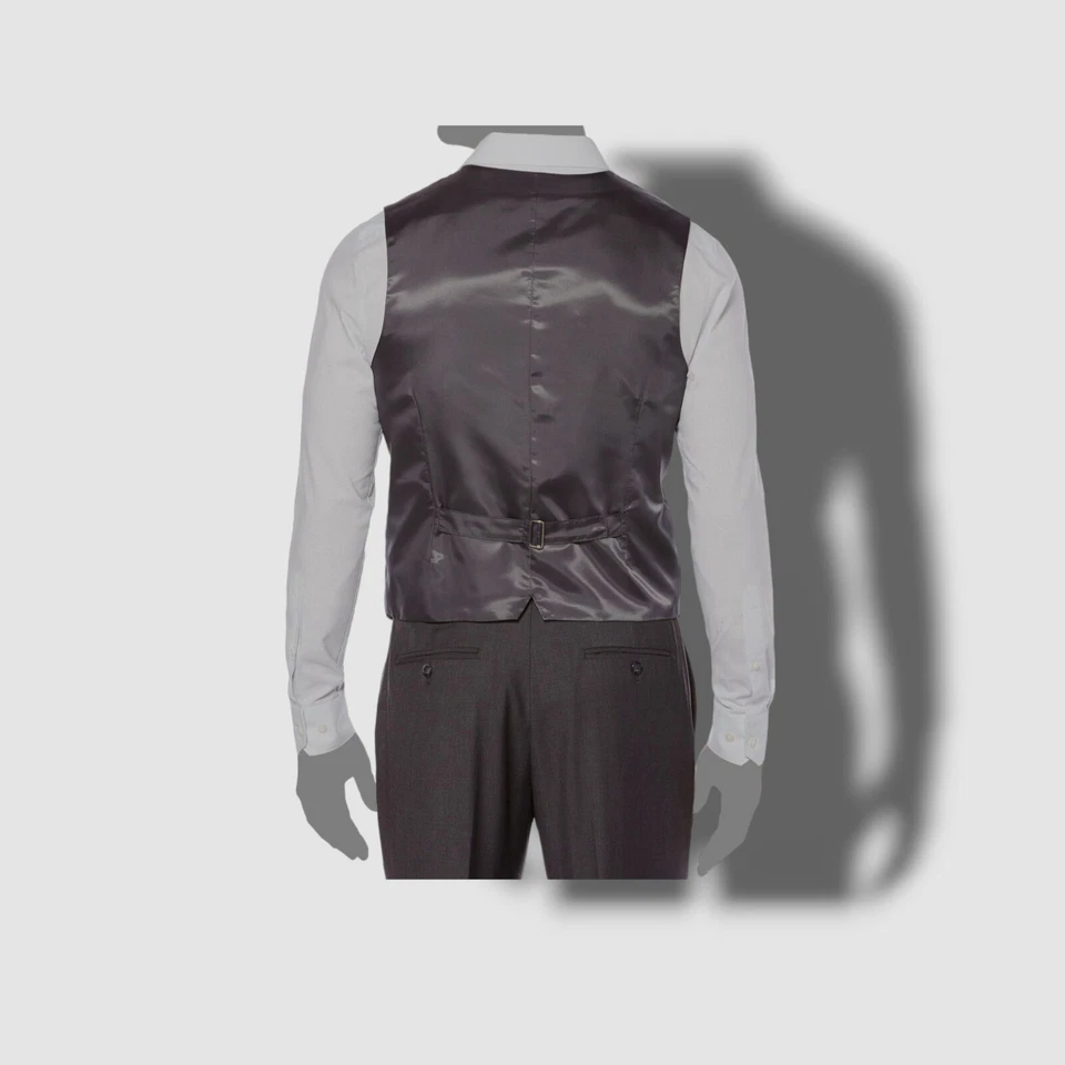 $79 Perry Ellis Portfolio Men's Gray Regular Fit Solid Suit Waistcoat Vest XS - Image 2 of 2