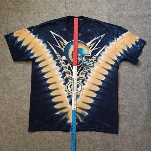 Vtg Los Angeles Rams T Shirt Mens XL Blue Yellow Football Tie Dye AOP NFL - Picture 7 of 12