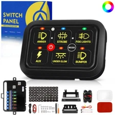 6 Gang Switch Panel LED Light Relay Circuit Control For Jeep JK JL Gladiator JT
