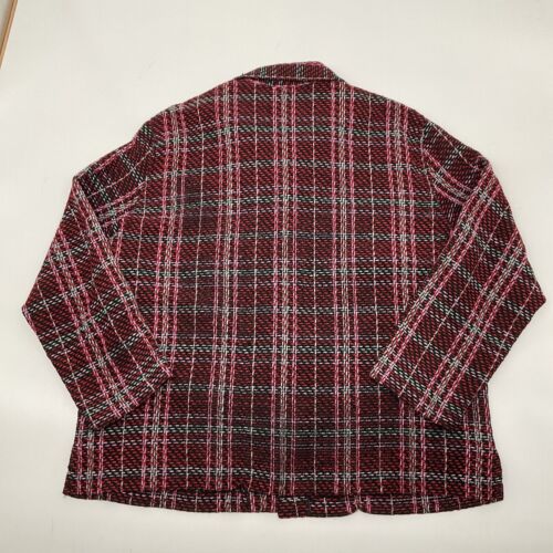 Vintage 90s Plaid Knit Button Up Sweater Jacket Boho Grandma Preppy Womens 2XL - Picture 7 of 8