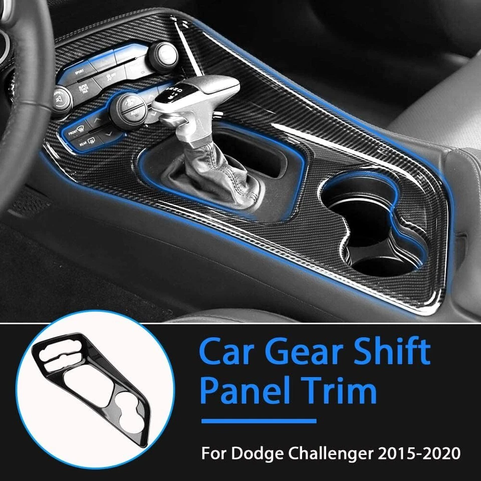 Console Big Gear Shift Panel Cover Trim for Dodge Challenger 15-23 Carbon Fiber Foto 4 de 4
