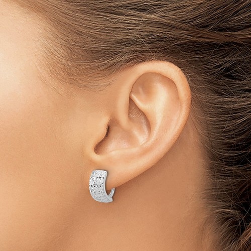 14K White Gold and Omega Back Earrings 1.4g L-14.67mm, W-13.16mm for Mom - Picture 3 of 4