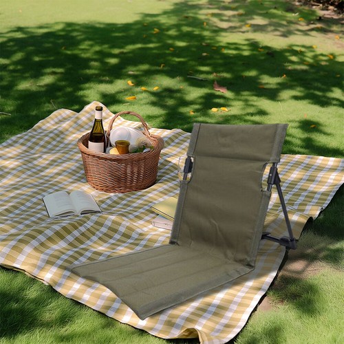 Folding Beach Chair Portable Floor Chair Lounge Recliner for Fishing Concerts - Picture 9 of 12