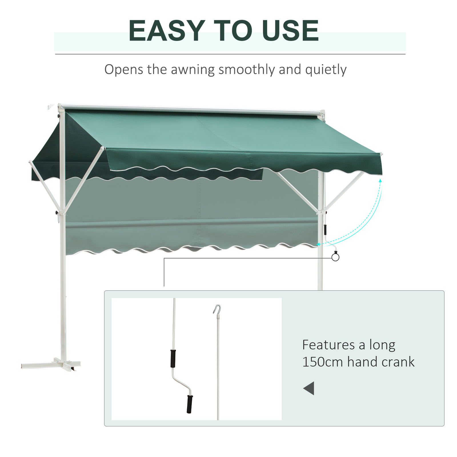 Outsunny 3 x 3m Freestanding Garden 2side Awning Outdoor Patio Sun