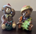 Greenbrier International Christmas Pair Of Bear Holding Tree & Bag Figure 5”