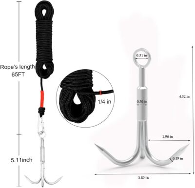 Stainless Steel Outdoor Grappling Hook with Rope And Climbing Claw