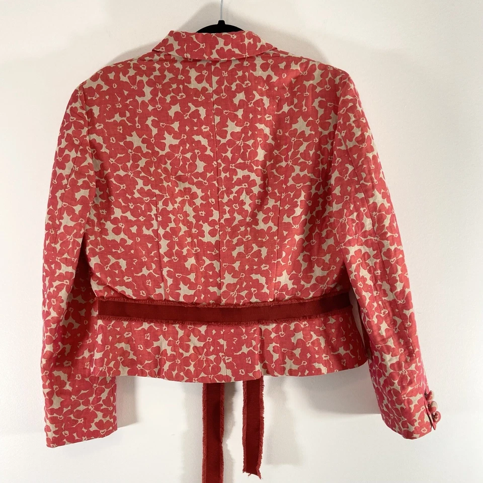 Moschino Barato y Elegante 2 Piezas Falda Traje Mujer 14 Beige/Rojo Floral Blazer Botones Foto 4 de 4
