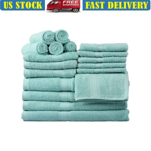 18 Piece 100 Cotton Towel Set Soft Absorbent Bath Hand Washcloths Certified New