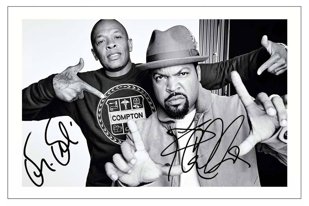 DR DRE ICE CUBE SIGNED PHOTO PRINT AUTOGRAPH MUSIC NWA UK - Main Image