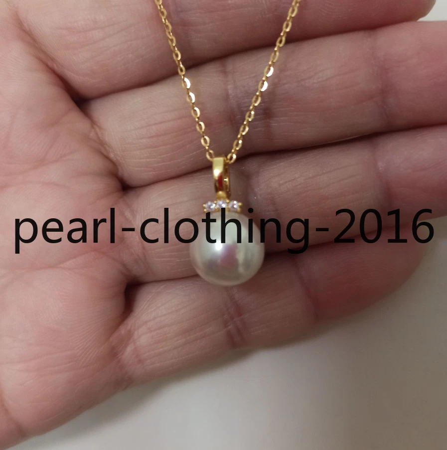 AAA 11-12mm Real Natural Mar del Sur Blanco Collar Colgante 45 pulgadas 925S Foto 4 de 4