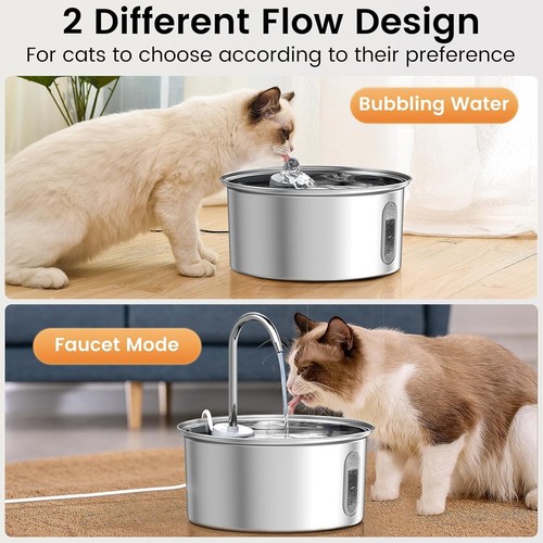Stainless Steel Pet Water Fountain 108 oz/3.2L Automatic Cat/Dog Dispenser Bowl - Picture 18 of 24