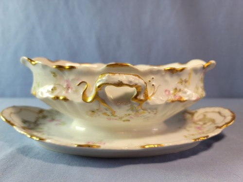 Antiguo 1914 LIMOGES Theodore Haviland Salsa Gravada Barco de Oro Adjunto Placa Interior - Imagen 2 de 11