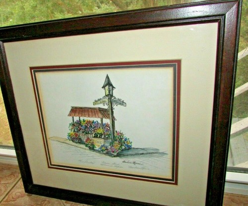 BELLISSIMO QUADRO FIRMATO # LITOGRAFIA SUPPORTO FIORI RICHMOND VA HAEME - Foto 1 di 6