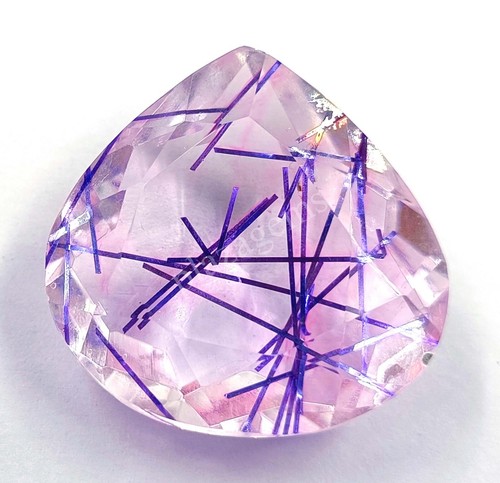 72.70 CT Pear Cut Purple Rutilated Quartz EGL Transparent Loose Gems 5MRD - Picture 2 of 8