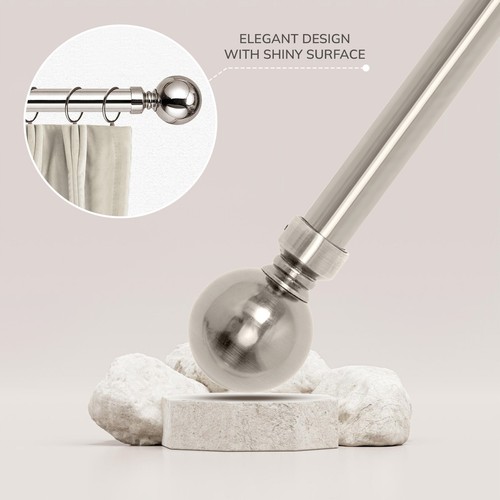 Extendable Eyelet Metal Curtain Pole 28mm Rail With Finials Rings Rod Fittings - Picture 30 of 50