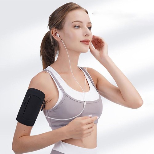 Double-layer Running Mobile Phone Arm Bag PU Phones Arm Pouch Wrist Bag Sports - Photo 4 sur 11