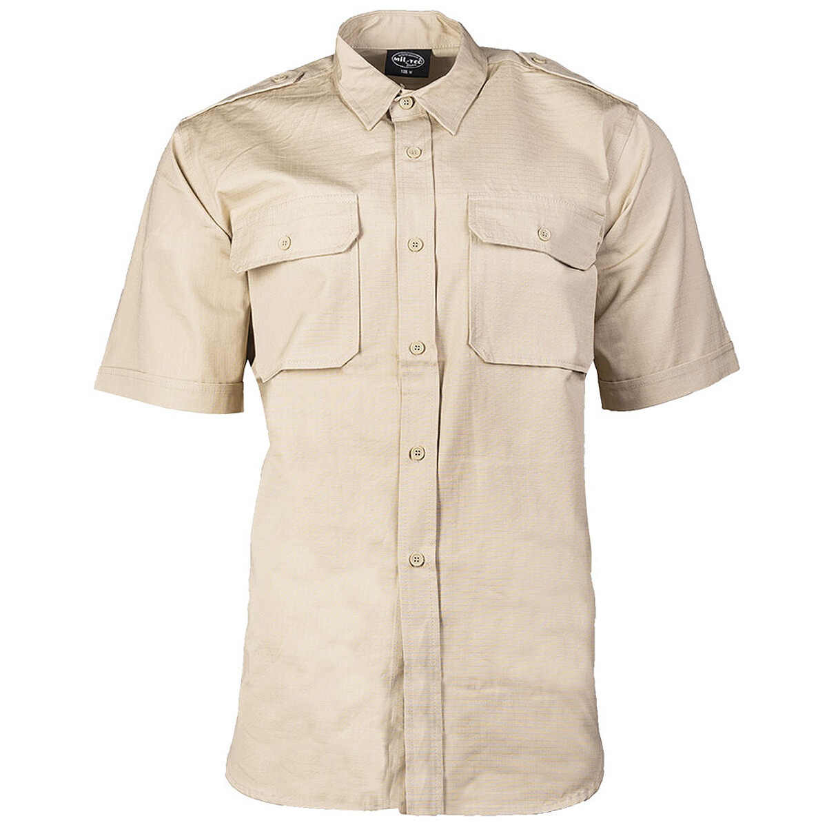 Mil-Tec Tropenhemd Kurzarm Beige Khaki Regular Camisa Safari Ripstop S-3XL