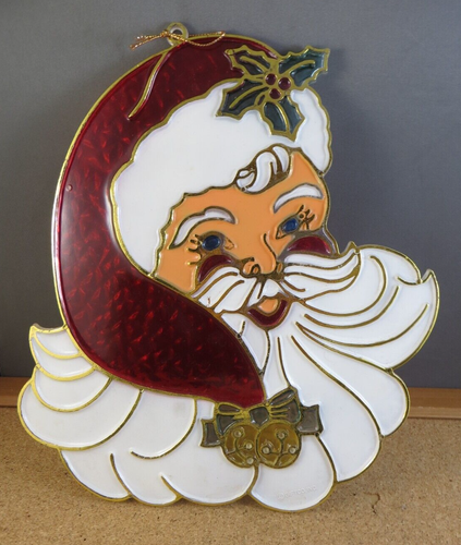 5 Vintage Christmas Decorations Santa Star Bells Candles Plastic Suncatcher - Picture 9 of 10