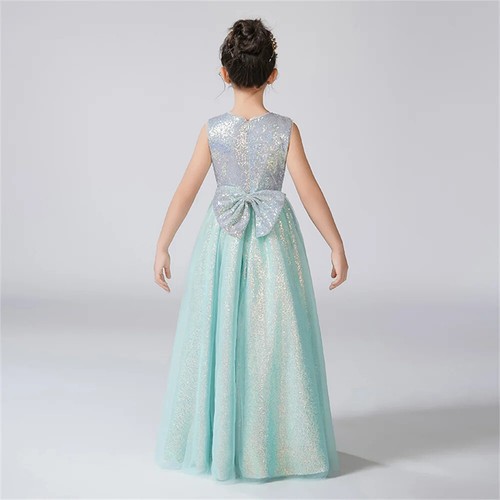 Girl O-Neck Dress Girl Dresses Sleeveless Kids Birthday Formal Princess Gowns - Picture 2 of 17
