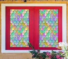 3D Feather Shape ZHU289 Window Film Print Sticker Cling Stained Glass UV Zoe