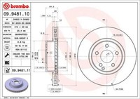2X Brembo 09.9481.11 Bremsscheibe FüR MERCEDES-BENZ