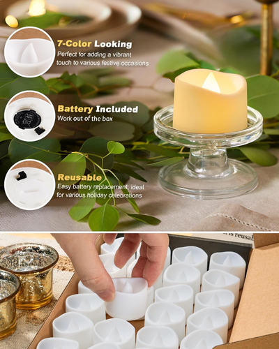 Homemory 7-Color Changing LED Battery Powered Table Lamp Candles White Plastic H - Picture 7 of 10
