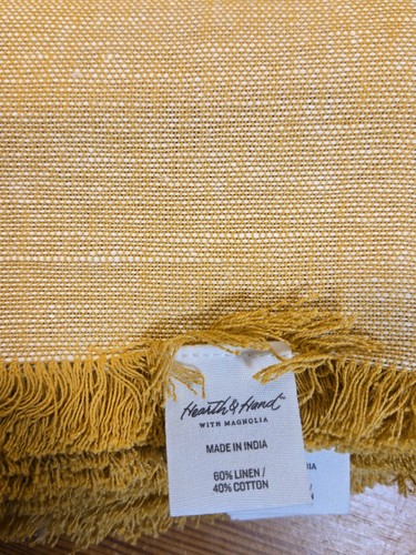 NEW 4pk Cross Dyed Napkins Golden Yellow Hearth & Hand Magnolia Linen Cotton - Picture 4 of 7