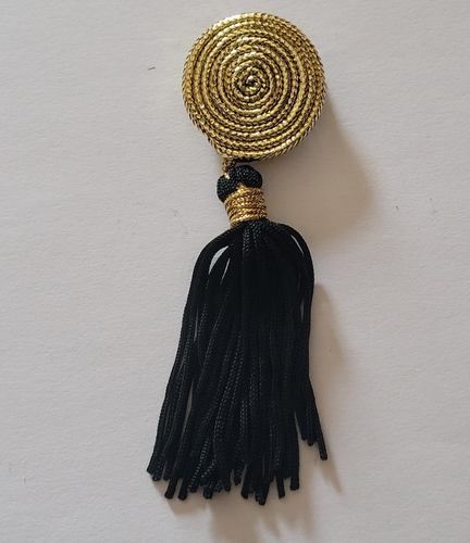 Vintage Quaste Gold/Schwarz Anstecknadel Brosche Hänger 3,5" - Bild 2 von 6