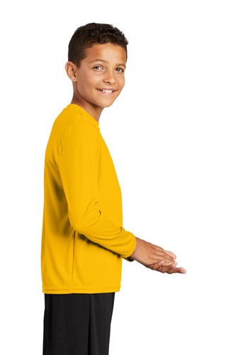 Sport-Tek YST350LS Youth Polyester Long Sleeve Dri Fit PosiCharge Tee Top TShirt - Picture 34 of 110