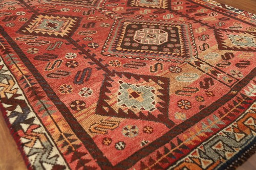 Alfombra geométrica tribal vintage de lana anudada a mano para sala de estar 5x9 - Imagen 6 de 23