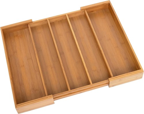 SEVILLE CLASSICS 13"-23" x 18" BAMBOO KITCHEN DRAWER ORGANIZER EXPANDABLE - Picture 4 of 11
