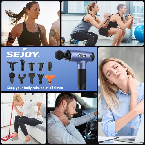 SEJOY 30 Geschwindigkeiten Massagepistole Tiefengewebe für Sportler Perkussion Massagegerät 10 Köpfe - Bild 12 von 13