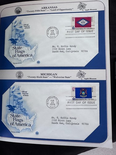 1976 US First Day Covers 50 STATE FLAGS  in 14-page PCS Bicentennial  Album - Picture 5 of 12