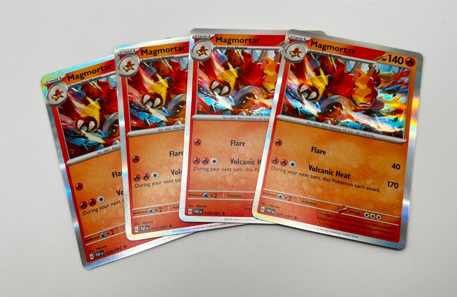 Magmortar Holo 010/091 x4 4x Pokémon Cards Paldean Fates Playset
