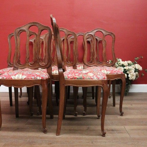 Set of 10 Antique French Oak Dining Chairs with William Morris 'Strawberry Thief - Picture 20 of 20
