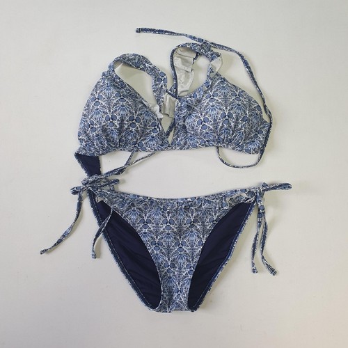 Fat Face Bikini Size UK10 Blue / White Floral, Shells eBay
