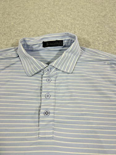 G/Fore Shirt Mens Large Blue Striped Luxury Short Sleeve Golf Polo - Picture 3 of 9