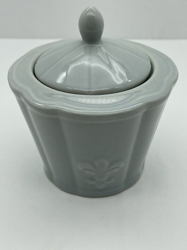 Portmeirion FLEUR DE LYS grau grau ZUCKERDOSE & DECKEL geprägt Fleur de Lys Design - Bild 4 von 10