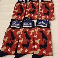 Juncture Crew Socks size 6-12 Men’s Red  Dogs, Paw Prints Lot Of 6