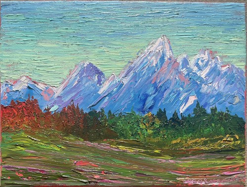 ORIGINAL Grand Tetons Oil Painting Fine Art Contemporary Impressionism Autumn - Picture 5 of 15